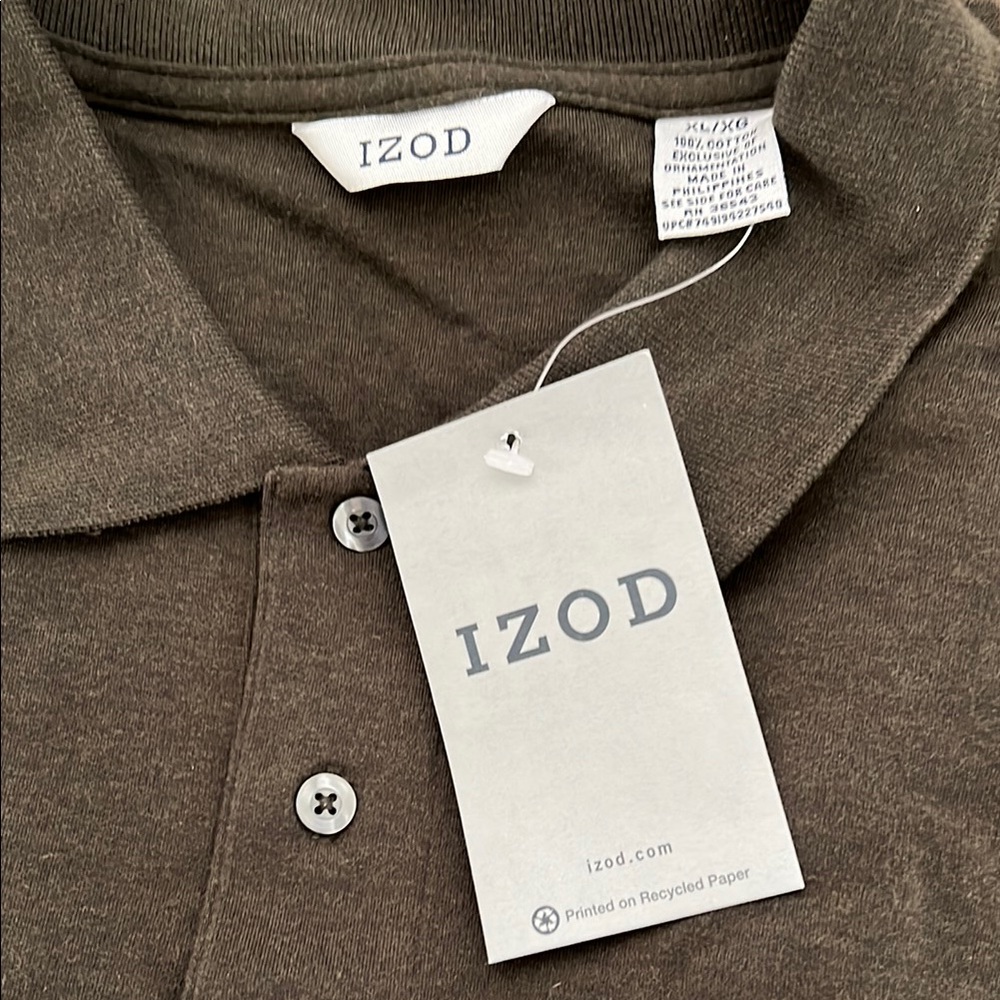IZOD Men's Dark Green Polo Shirt XL - Picture 3 of 3